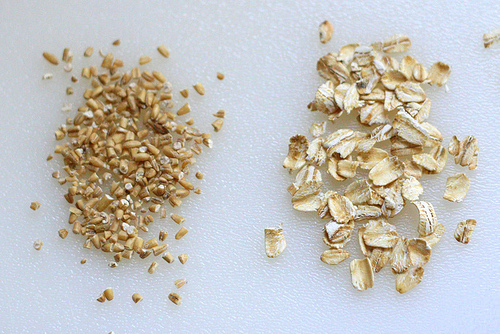 Steel cut compared to flaked oats.