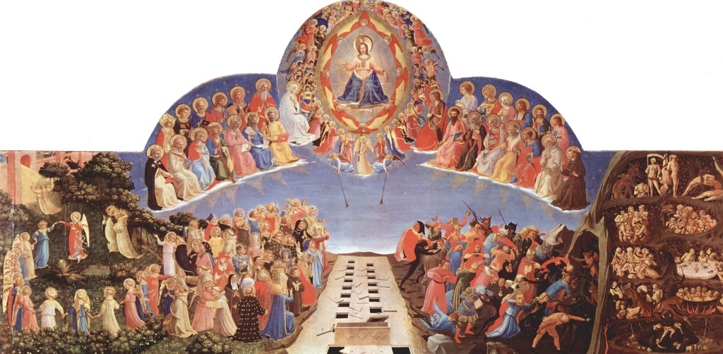 In this painting, The Last Judgment, the gluttons have actually become food. The eaters are being eaten (right side of image). Click to enlarge.