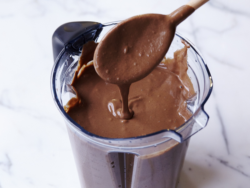 Blend with homemade hazelnut dark chocolate ice cream batter