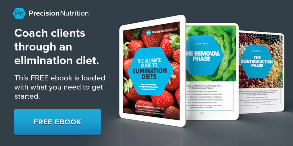 Three lesson covers of the PN Elimination Diet Ebook displayed on tablets.