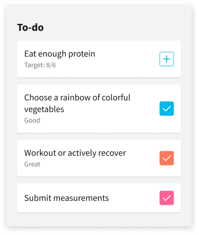 To-do list featuring fitness and nutrition specific items